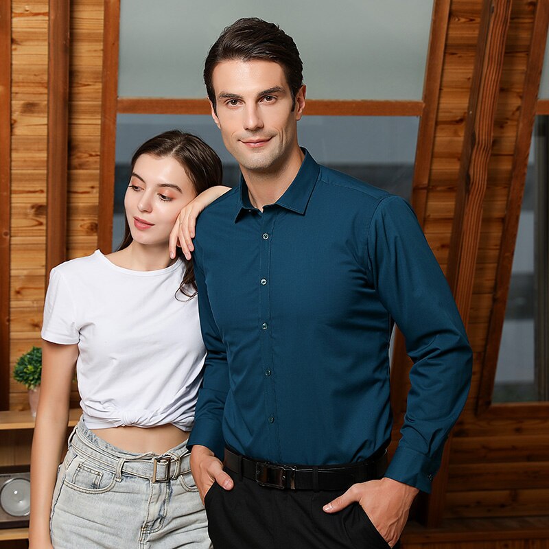 Men's Regular-fit Long Sleeve Stretch Easy Care Shirt Formal Business Office/Working Wear