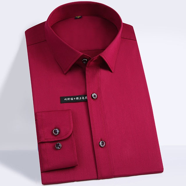 Men's Regular-fit Long Sleeve Stretch Easy Care Shirt Formal Business Office/Working Wear
