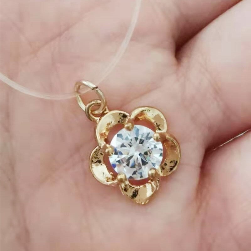 Transparent Chain Chocker Invisible Chain Fishing Line Transparent Necklace Crystal Rhinestone Choker Necklace Pendant On Line Neck