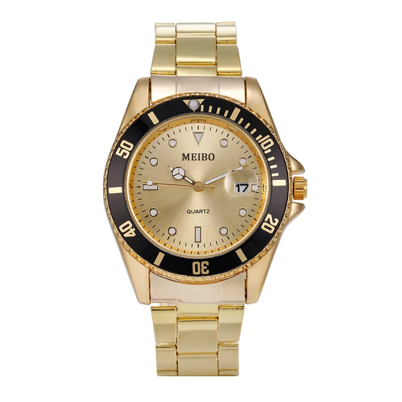New Men's Watch Luxury Business Watch Blue Dial Date Watch Men Stainless Steel Band Fashion Male Wrist Watch Relogio Masculino