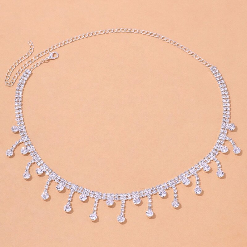 Stonefans Fashion Short Tassel Rhinestone Necklace Choker for Women Statement Water Drop Pendant Choker Collar Jewelry Gift