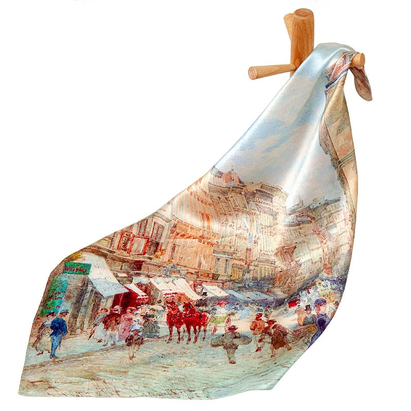 Pure Silk Scarf Women Bandana Female Hair Scarf Luxury Handkerchief Women's Natural Silk Square Headband Neck Scarf Old Street