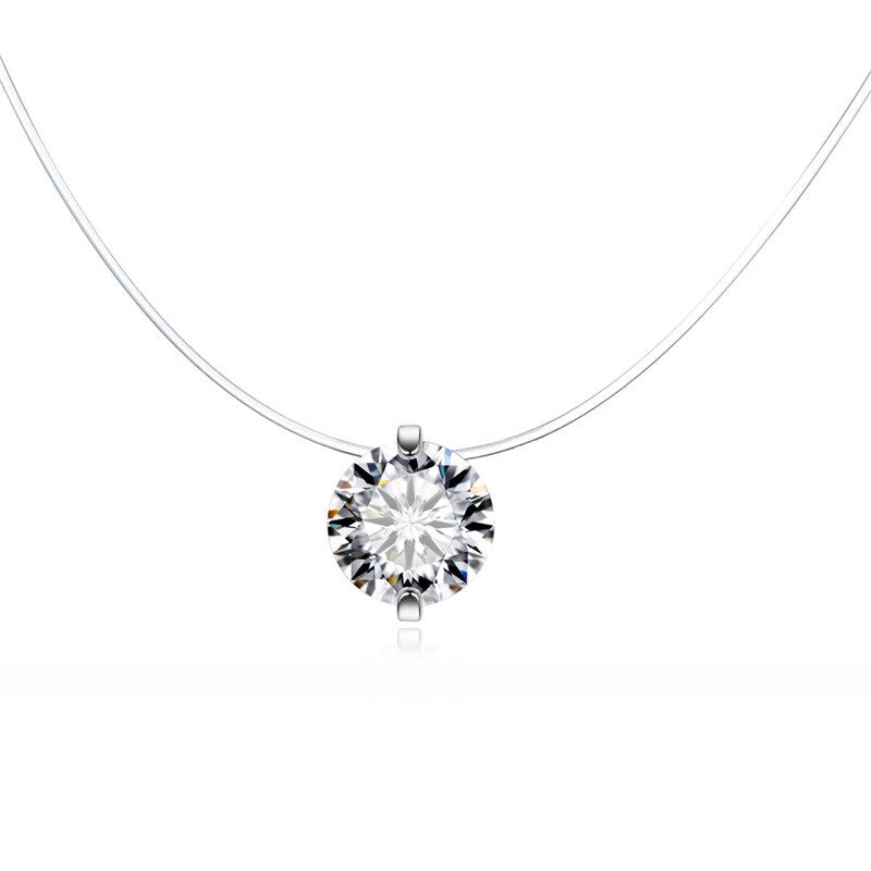 Transparent Chain Chocker Invisible Chain Fishing Line Transparent Necklace Crystal Rhinestone Choker Necklace Pendant On Line Neck