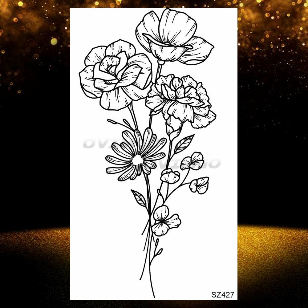 Small Purple Lavender Leaf Temporary Tattoos For Women Arm Clavicle Tatoo Sticker Watercolor Transferbale 3d Plants Tattoo Paper