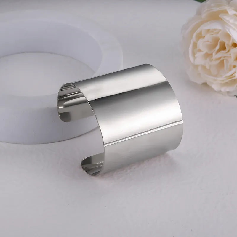 Boho Wide Line Cuff Open Bracelet - New, Punk, Cool Psycho Shiny Ring Bracelet