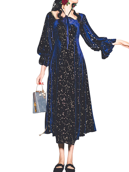 Vintage Party Dress Women Evening French Elegant Retro Dress Female Casual Long Sleeve Flroal Midi Dress Korean 2023 Autumn Chic
