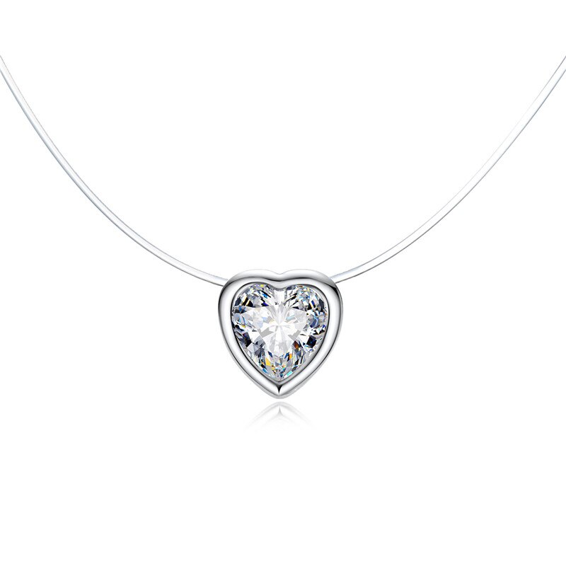 Transparent Chain Chocker Invisible Chain Fishing Line Transparent Necklace Crystal Rhinestone Choker Necklace Pendant On Line Neck