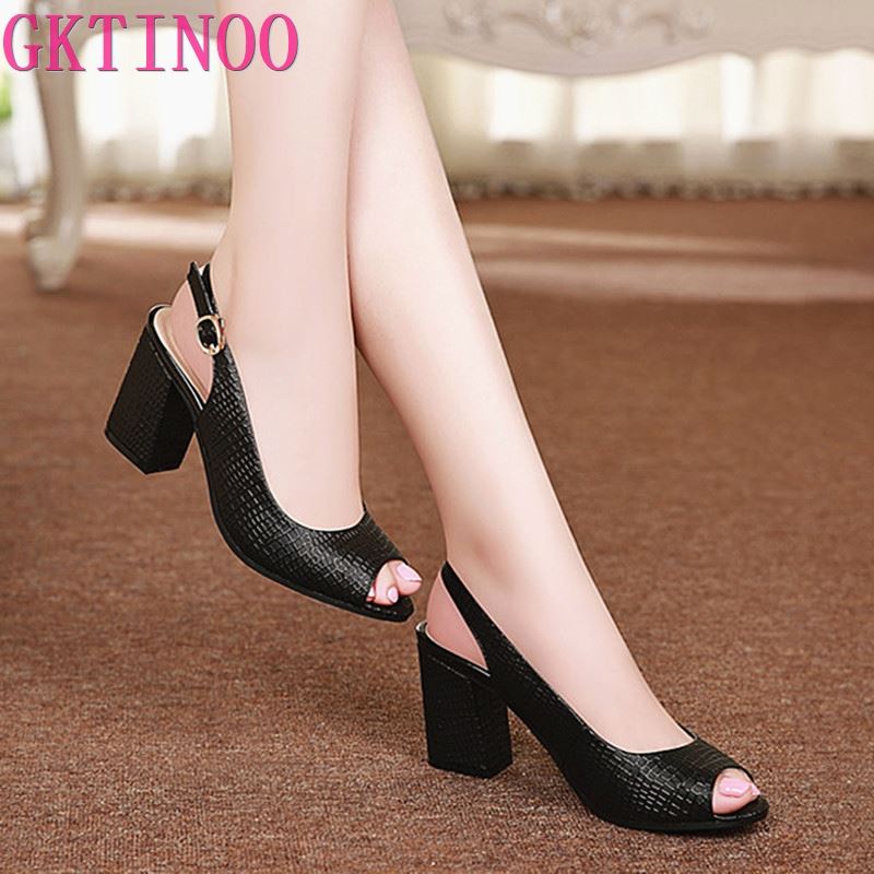 Summer shoes Woman open toe Women genuine leather High designer platform Heel sandals Casual platform Sandals Women Sandals