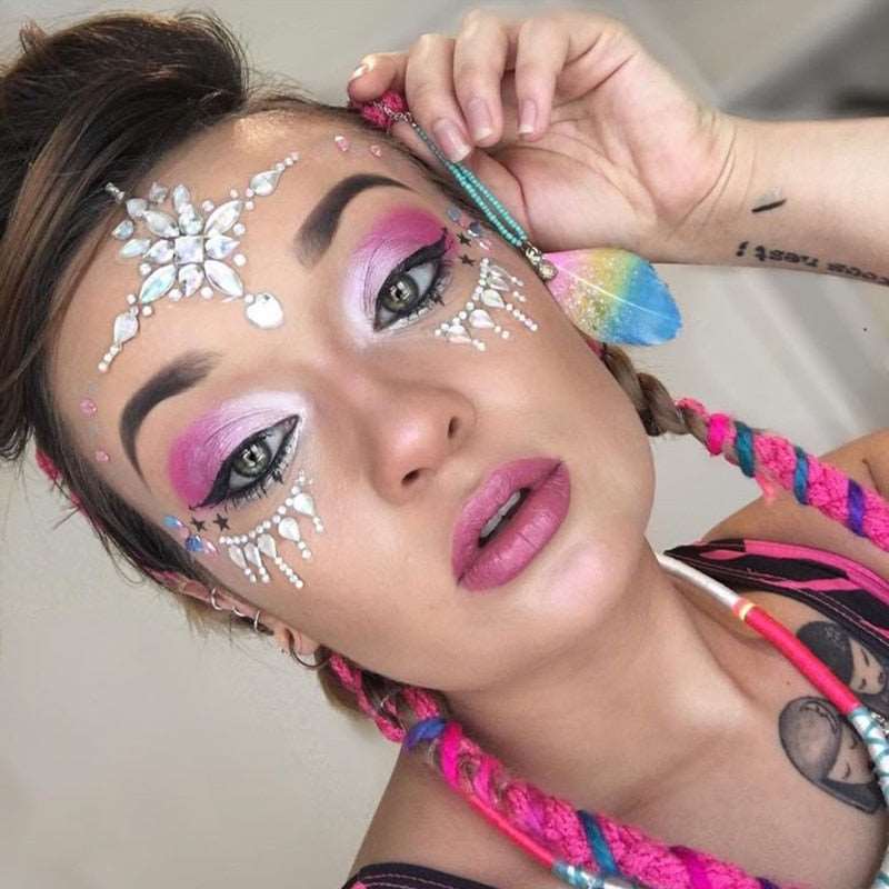 3D Crystal Sticker Music Festival Face Trendy Shiny Acrylic Drill Sticker Masquerade Face Decoration Temporary Tattoo Sticker