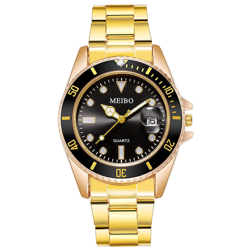 New Men's Watch Luxury Business Watch Blue Dial Date Watch Men Stainless Steel Band Fashion Male Wrist Watch Relogio Masculino
