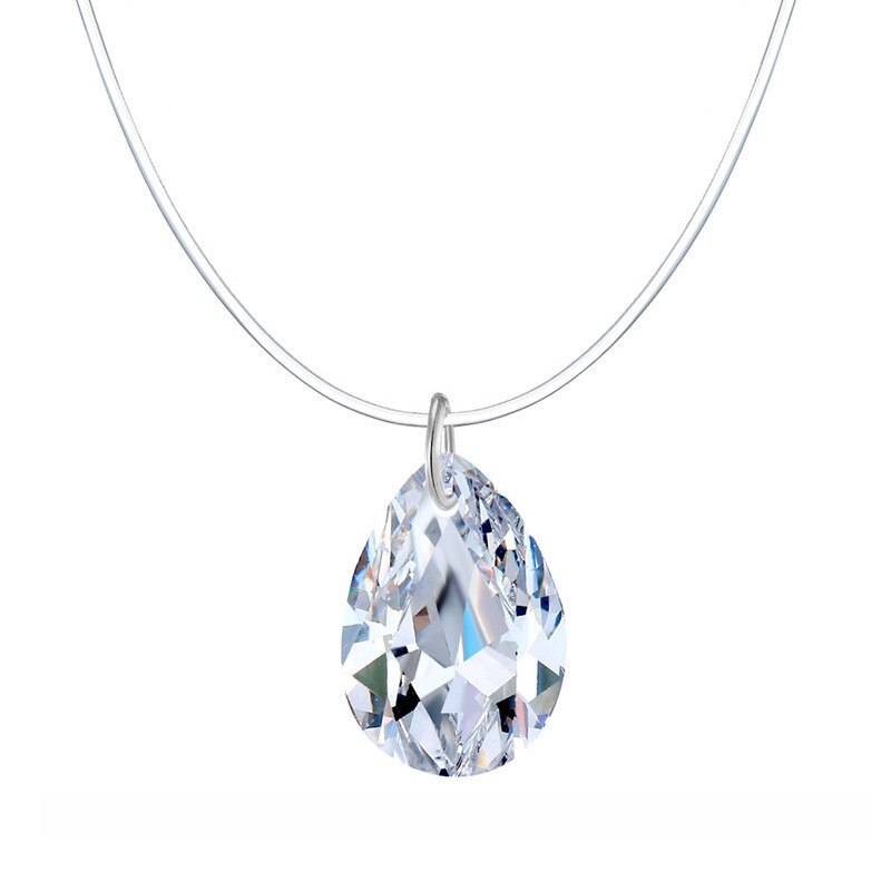 Transparent Chain Chocker Invisible Chain Fishing Line Transparent Necklace Crystal Rhinestone Choker Necklace Pendant On Line Neck