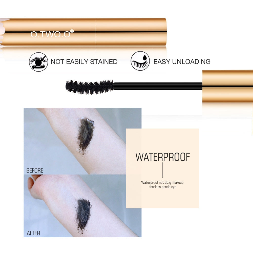 3D Mascara Lengthening Black Lash Eyelash Extension Eye Lashes Brush Beauty Makeup Long-wearing Gold Color O.TWO.O Mascara