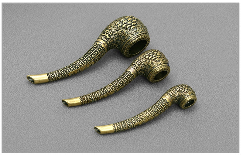 Pure Copper Ingot Lucky Tobacco Pipe Hand Made Brass Fortune And Treasure Smoking Pipe Mouthpiece Cigarette Husband Father Gift