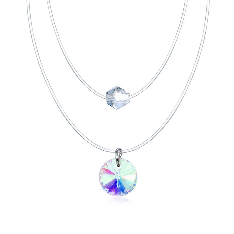 Transparent Chain Chocker Invisible Chain Fishing Line Transparent Necklace Crystal Rhinestone Choker Necklace Pendant On Line Neck