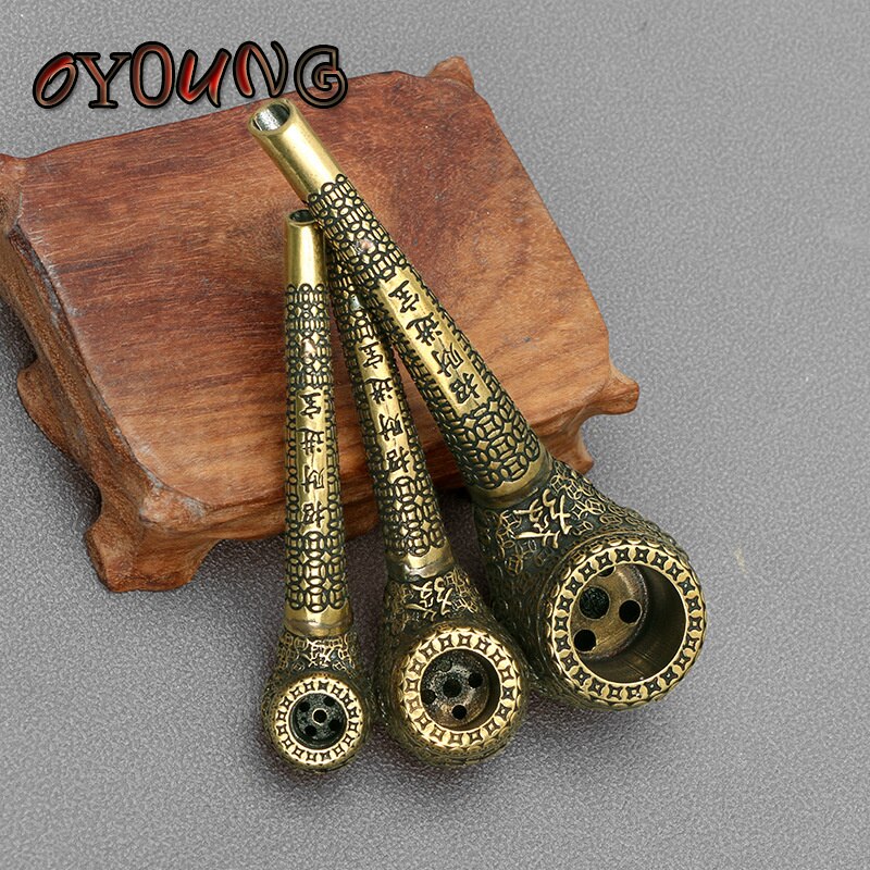 Pure Copper Ingot Lucky Tobacco Pipe Hand Made Brass Fortune And Treasure Smoking Pipe Mouthpiece Cigarette Husband Father Gift