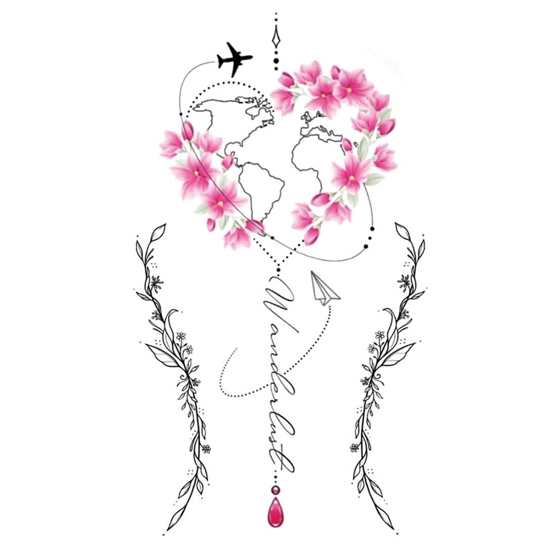 3D Water Transfer Sticker Body Tattoo Sticker Waterproof Temporary Decal Leg Body Art Tattoo Flower Removable Cover Scar