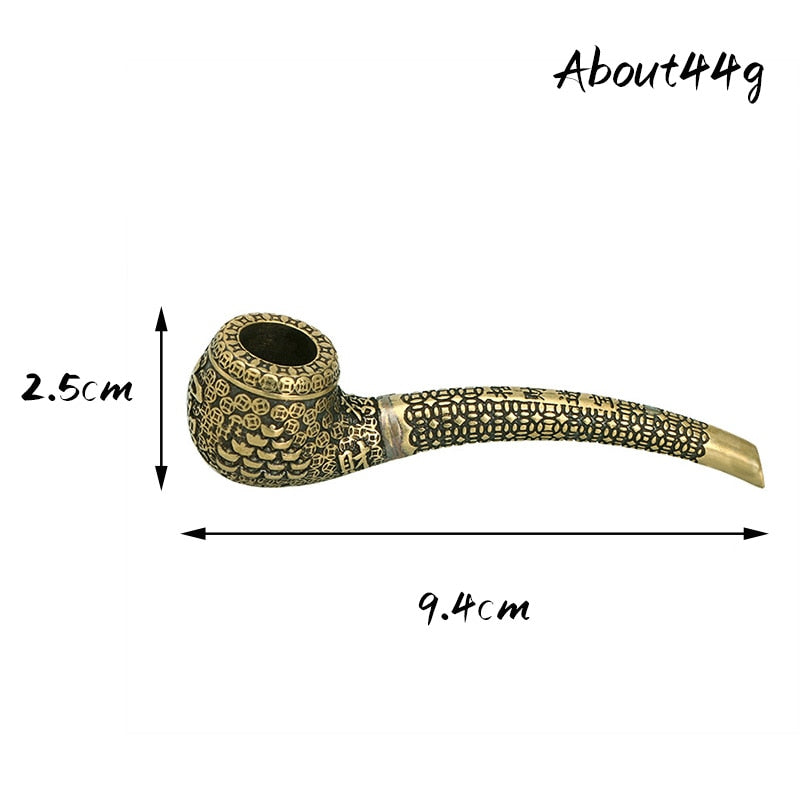 Pure Copper Ingot Lucky Tobacco Pipe Hand Made Brass Fortune And Treasure Smoking Pipe Mouthpiece Cigarette Husband Father Gift
