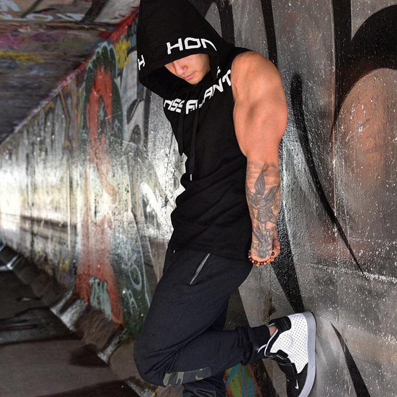 Trendy Fitness Clothes for Casual Comfort Mens Cotton Hoodie fitness bodybuilding tank top men Trend Tees Shirt Casual vest