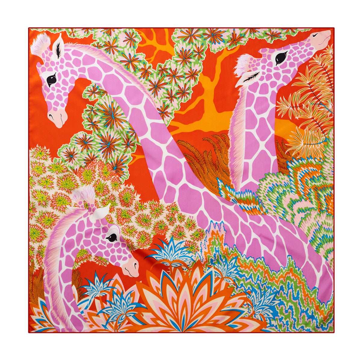 90cm Three Giraffes Brand Hijab Scarf Women Bandana Handmade Curled Twill Silk Square Scarf Luxury Foulard Head Scarves Shawl