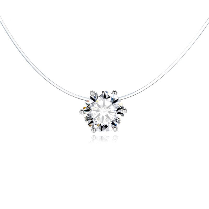 Transparent Chain Chocker Invisible Chain Fishing Line Transparent Necklace Crystal Rhinestone Choker Necklace Pendant On Line Neck