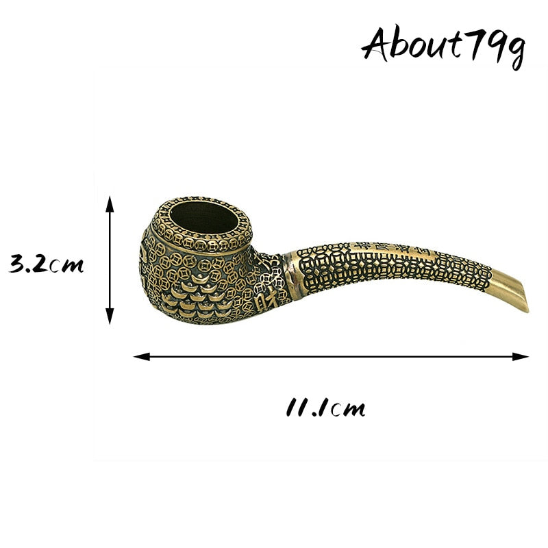 Pure Copper Ingot Lucky Tobacco Pipe Hand Made Brass Fortune And Treasure Smoking Pipe Mouthpiece Cigarette Husband Father Gift