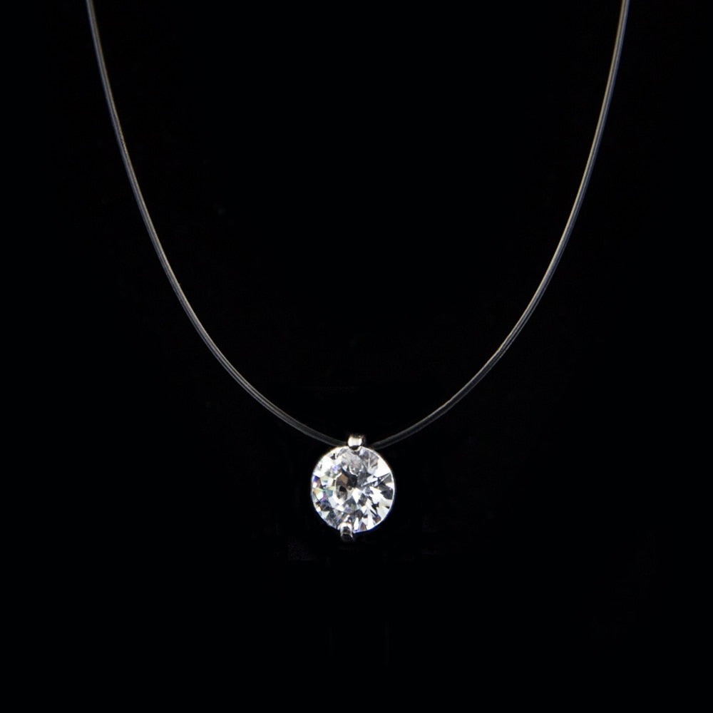 Transparent Chain Fishing Line Necklace Women Rhinestone Choker Invisible Chain Pendant Transparent necklace Collier Femme Jewelry