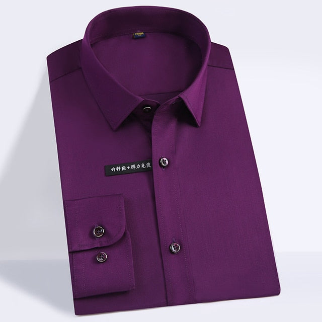 Men's Regular-fit Long Sleeve Stretch Easy Care Shirt Formal Business Office/Working Wear