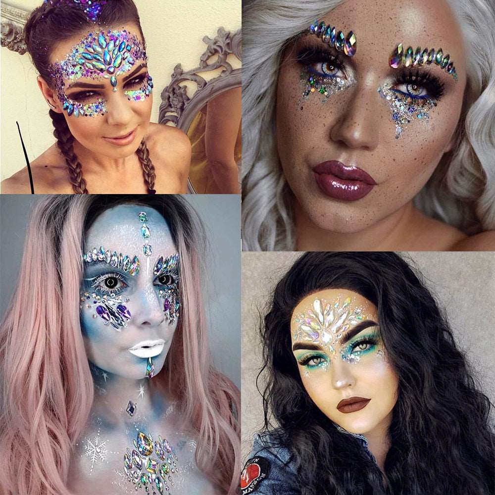 3D Crystal Sticker Music Festival Face Trendy Shiny Acrylic Drill Sticker Masquerade Face Decoration Temporary Tattoo Sticker
