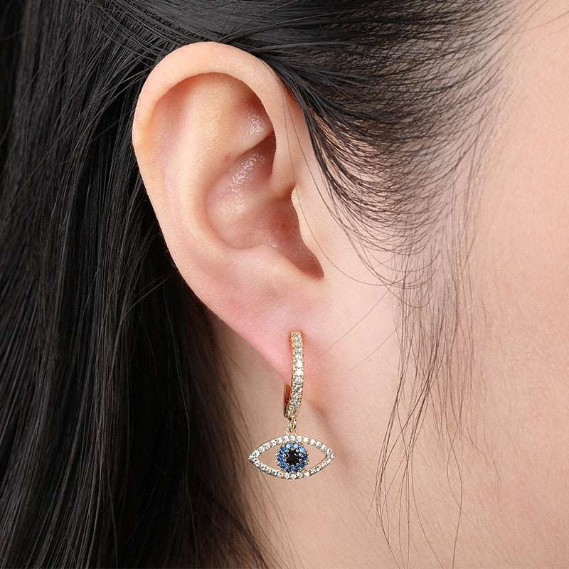 Blue Crystal Turkey Evil Eye Bohemian Earrings