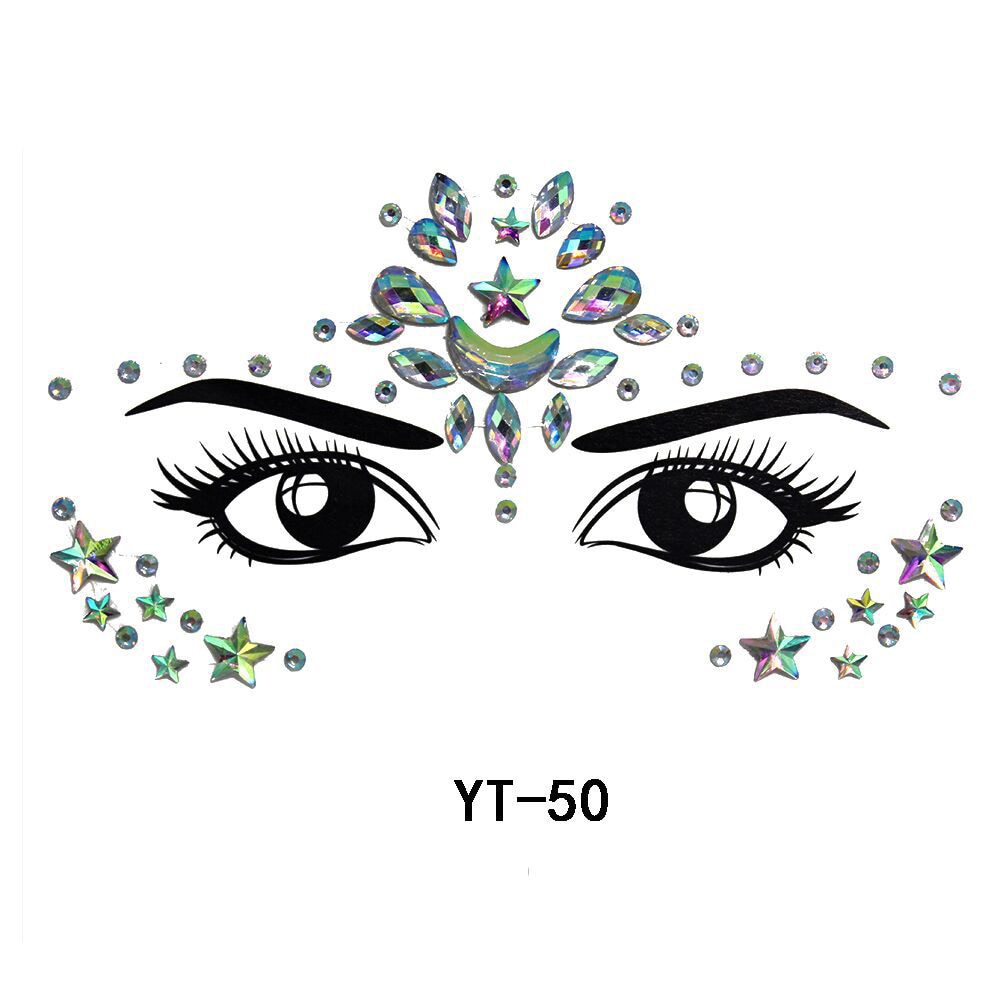 3D Crystal Sticker Music Festival Face Trendy Shiny Acrylic Drill Sticker Masquerade Face Decoration Temporary Tattoo Sticker