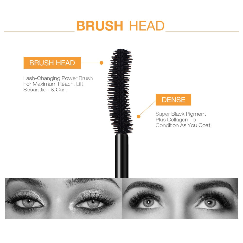 3D Mascara Lengthening Black Lash Eyelash Extension Eye Lashes Brush Beauty Makeup Long-wearing Gold Color O.TWO.O Mascara