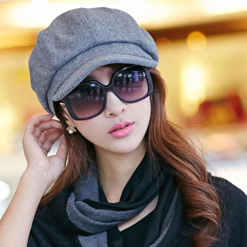 2023 New Arrive Women Newsboy Gatsby Cap Octagonal Baker Peaked Beret Driving Hat Female