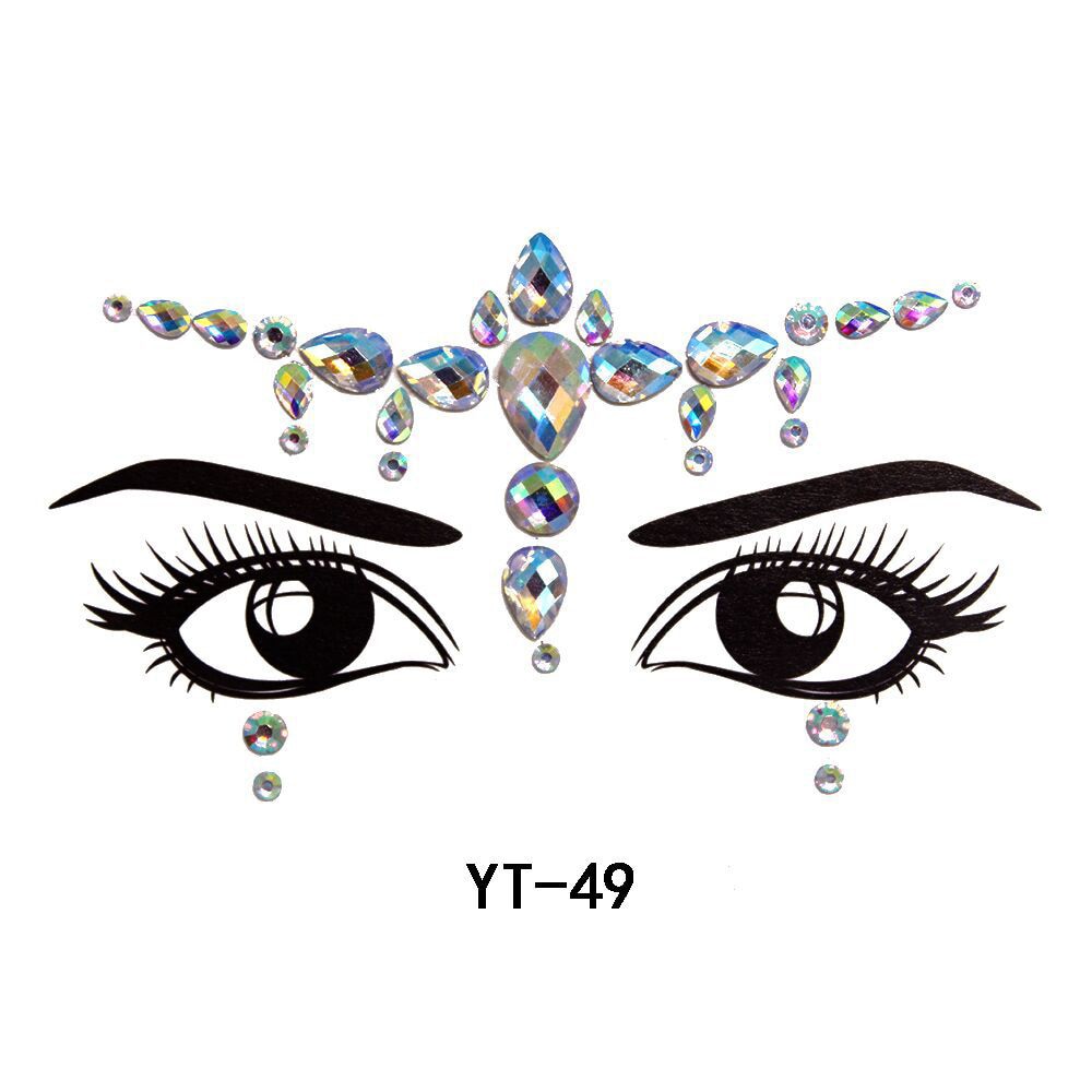 3D Crystal Sticker Music Festival Face Trendy Shiny Acrylic Drill Sticker Masquerade Face Decoration Temporary Tattoo Sticker
