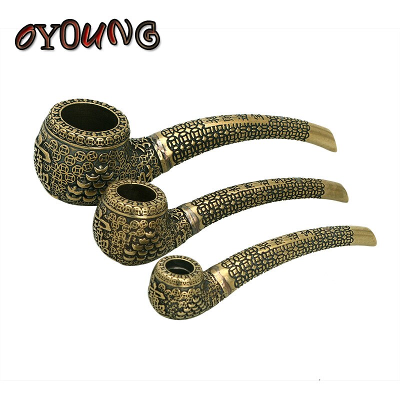 Pure Copper Ingot Lucky Tobacco Pipe Hand Made Brass Fortune And Treasure Smoking Pipe Mouthpiece Cigarette Husband Father Gift