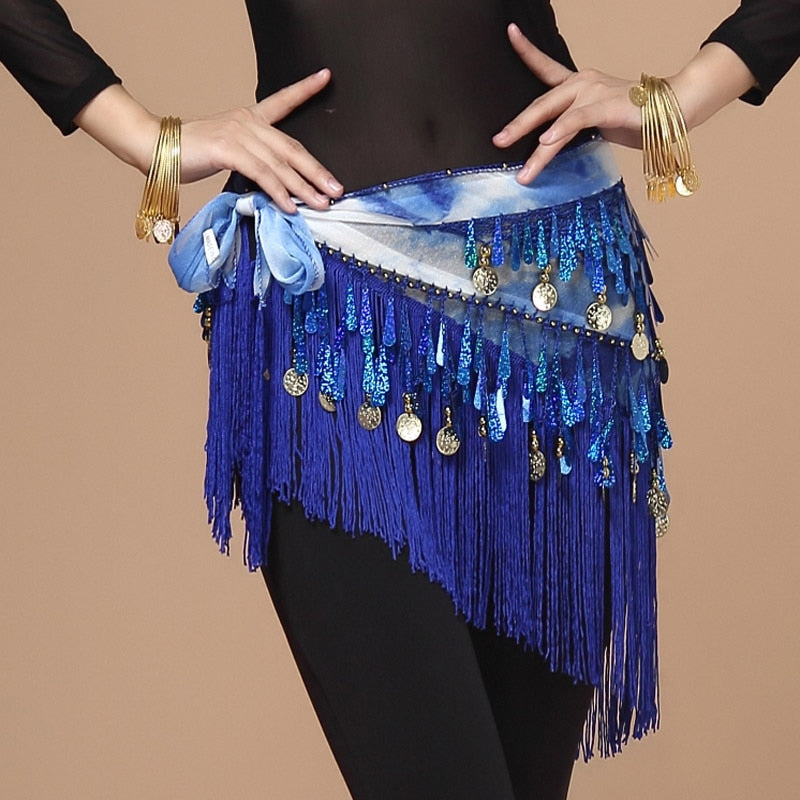 Oriental Coins Belt Women Belly Dance Costumes Accessories Sequin Tassel Hip Scarf Belly Dance Belt Hip Scarf Bellydance