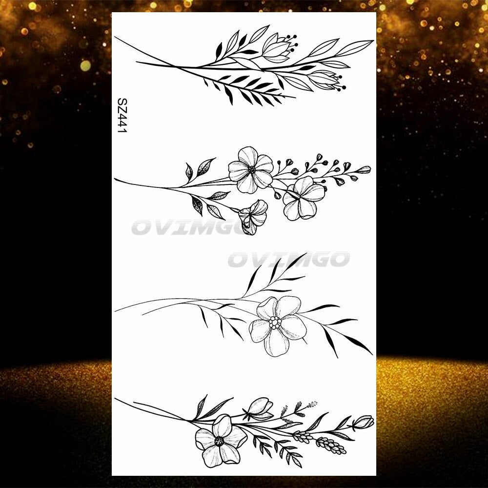 Small Purple Lavender Leaf Temporary Tattoos For Women Arm Clavicle Tatoo Sticker Watercolor Transferbale 3d Plants Tattoo Paper