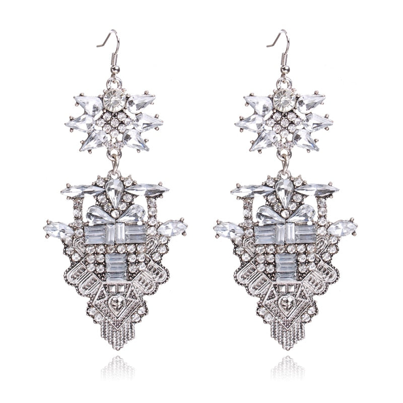 Ztech New Vintage Necklace Set With Earring Crystal Exaggerated Big Brand Luxury Charm Statement Necklace & Pendant Jewelry Set