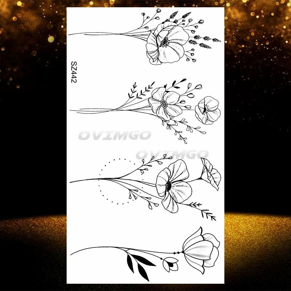 Small Purple Lavender Leaf Temporary Tattoos For Women Arm Clavicle Tatoo Sticker Watercolor Transferbale 3d Plants Tattoo Paper