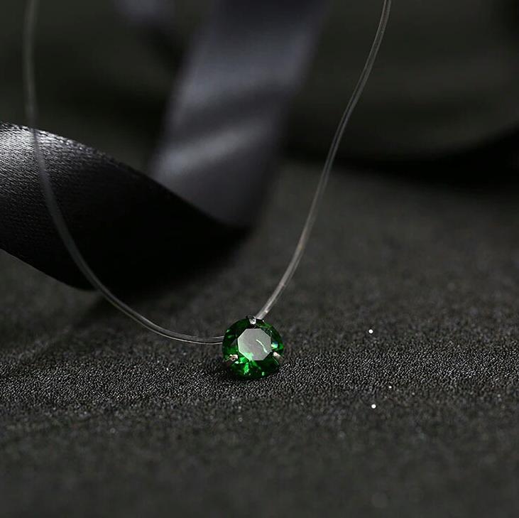 Transparent Chain Fishing Line Invisible Women Zircon Pendants Necklace Jewelry Transparent necklace