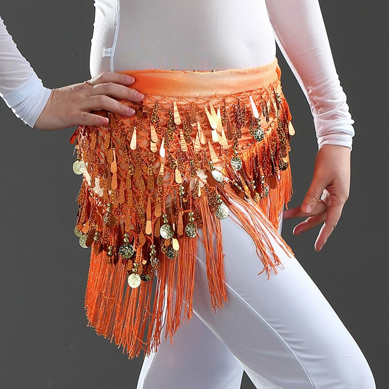 Oriental Coins Belt Women Belly Dance Costumes Accessories Sequin Tassel Hip Scarf Belly Dance Belt Hip Scarf Bellydance