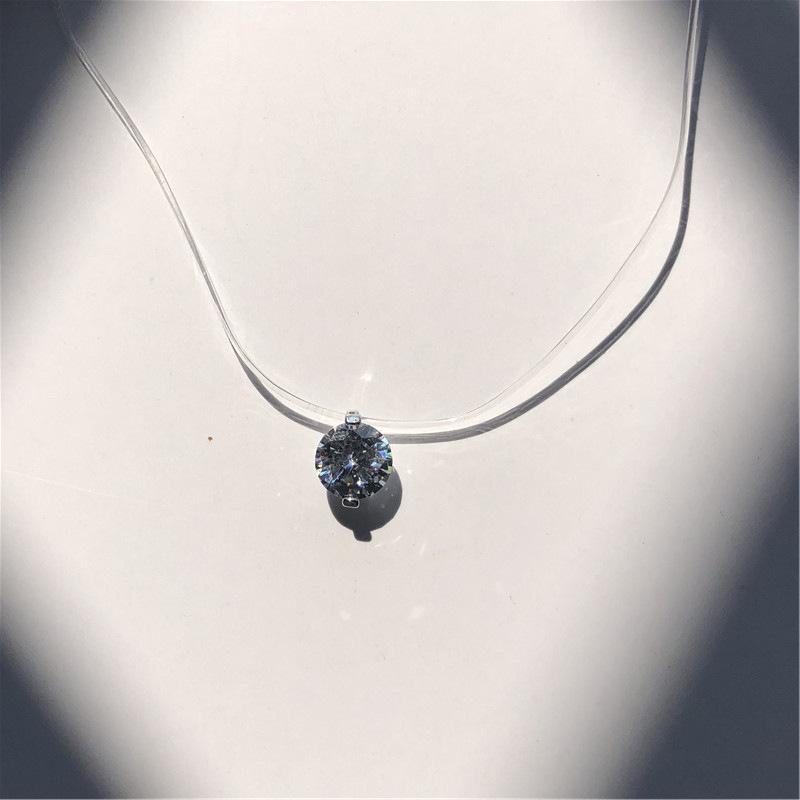 Transparent Chain Fishing Line Invisible Women Zircon Pendants Necklace Jewelry Transparent necklace