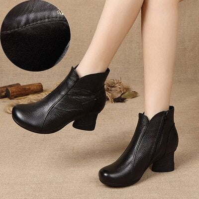 Autumn Designer Platform High Heel Winter Woman Genuine Leather Ankle Boots