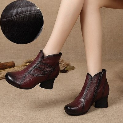 Autumn Designer Platform High Heel Winter Woman Genuine Leather Ankle Boots