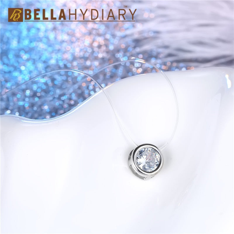Transparent Chain Chocker Invisible Chain Fishing Line Transparent Necklace Crystal Rhinestone Choker Necklace Pendant On Line Neck