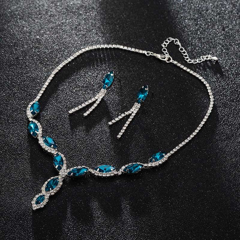 Luxury Austria Crystal Earrings Necklaces & Pendants Jewelry Sets Women Fashion Jewelry Rhinestone Earrings Sets #N100