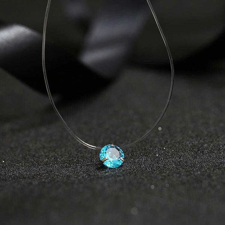 Transparent Chain Fishing Line Invisible Women Zircon Pendants Necklace Jewelry Transparent necklace