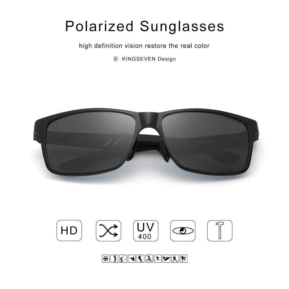 KINGSEVEN Men Polarized Sunglasses For Men Aluminum Magnesium Sun Glasses Driving Glasses Rectangle Shades For Men Oculos masculino Male