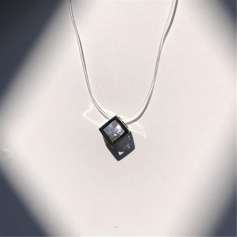 Transparent Chain Fishing Line Invisible Women Zircon Pendants Necklace Jewelry Transparent necklace