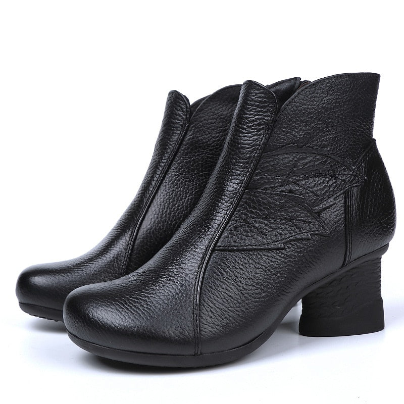 Autumn Designer Platform High Heel Winter Woman Genuine Leather Ankle Boots