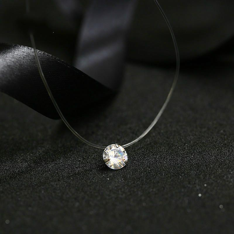 Transparent Chain Fishing Line Invisible Women Zircon Pendants Necklace Jewelry Transparent necklace